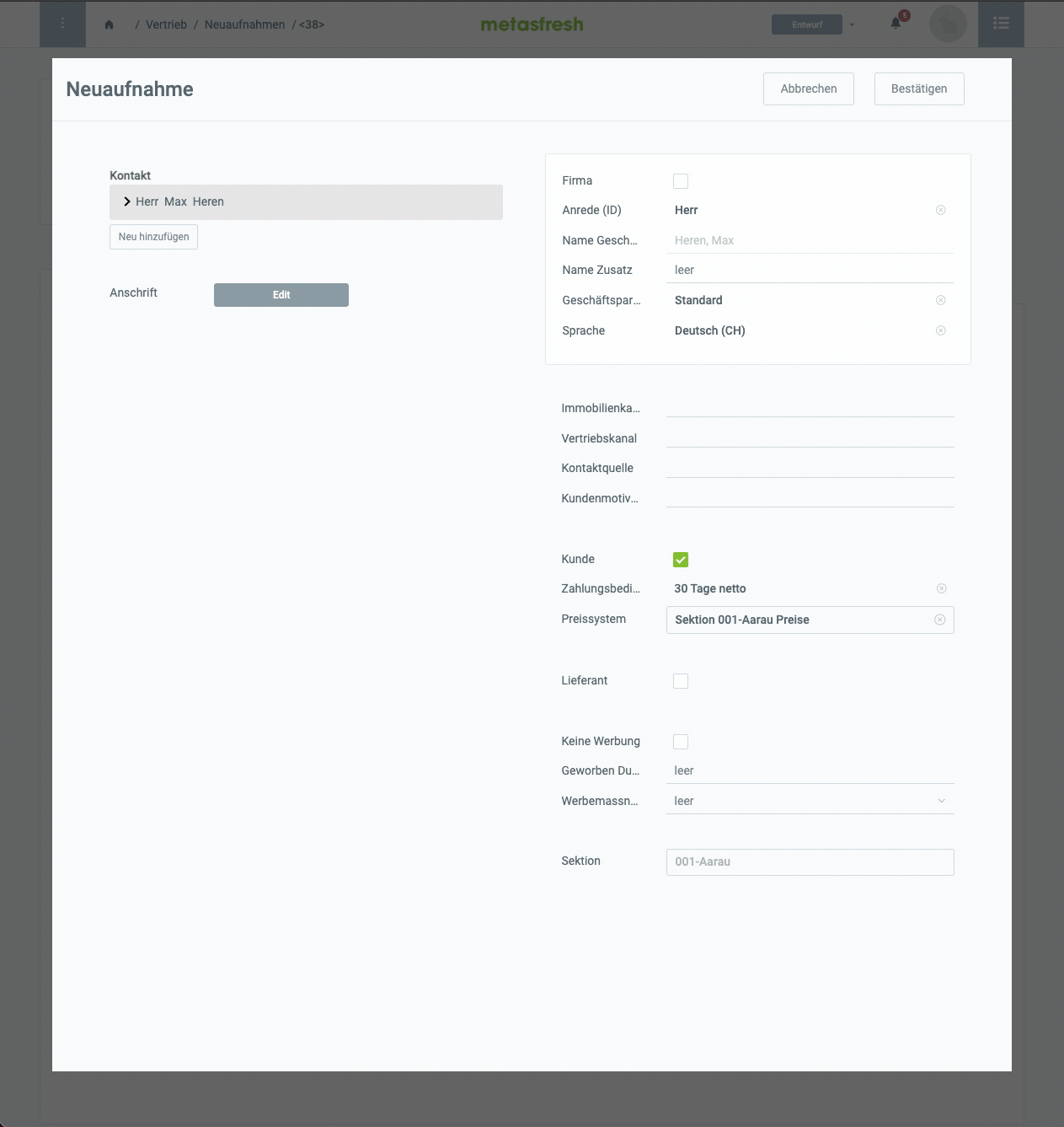 Gif Adresse anlegen Neuaufnahme